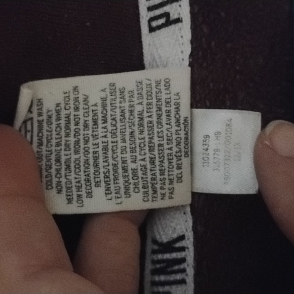 💕Vintage VS PINK Oversized Maroon ¼ Zip w Leopard Print Lettering XS - Picture 6 of 6